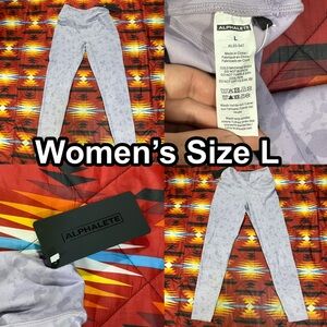 Alphalete Lavender Purple Surface Power Leggings Womens Sz Large Crossover Waist